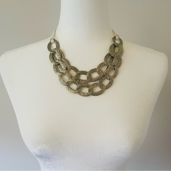 Necklace & Bracelet Set - Avon Western Stars Hammered Brass Links - Picture 2 of 12